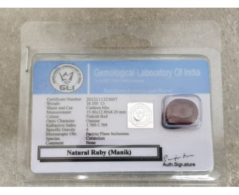 16.10ct certified natural ruby gemstone