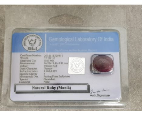 13.10ct faceted loose certified ruby gemstone