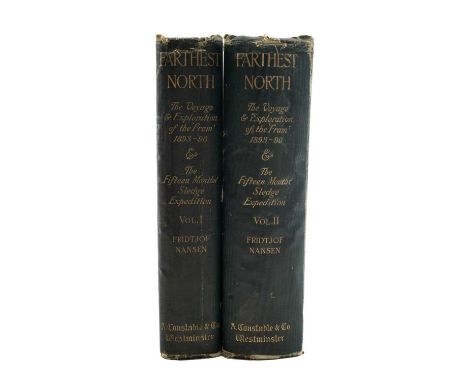 NANSEN (FRIDTJOF) Farthest North, 2 vols, FIRST EDITION, green cloth gilt embossed illustrations to covers, fly leaf owner in