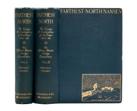 NANSEN (FRIDTJOF), Farthest North. FIRST EDITION, etched frontispiece to volume 1, photogravure frontispiece to volume 2, 127