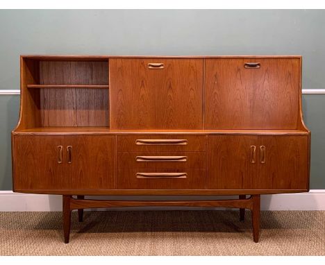 MID-CENTURY G-PLAN TEAK FRESCO SIDEBOARD by Victor Wilkins, central chest of drawers with upper cutlery tray flanked by two s