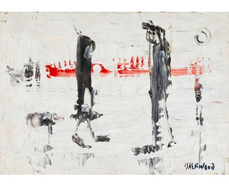 ‡ JAMES LAWRENCE ISHERWOOD (1917-1989) oil on board - 'Shawl, Cap, Rain and Wigan', signed, titled and dated '75 verso, 25 x 