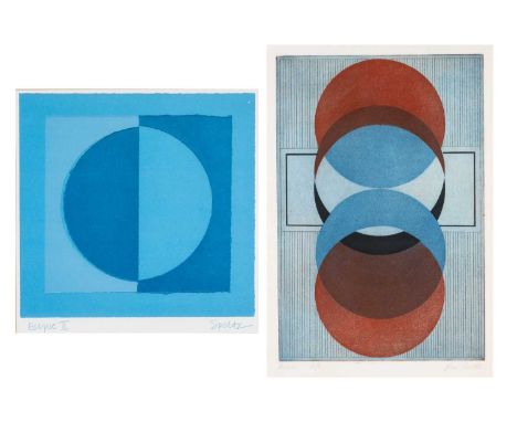 ‡ VIKKI SLOWE (British, 1947-2013) artists proof etching with colour - 'Eclipse', signed in pencil and dated 1974, 37.5 x 25.