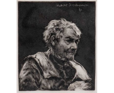 HUBERT HERKOMER (1849-1914) etching - The Farmworker, signed and dated 91 in the plate, label verso, (PL) 16 x 10.5cms