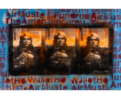 ‡ PIETRO PSAIER (Italian [unconfirmed], 1936-2004) mixed media artists proof print - study of Andy Warhol, mixed media on woo