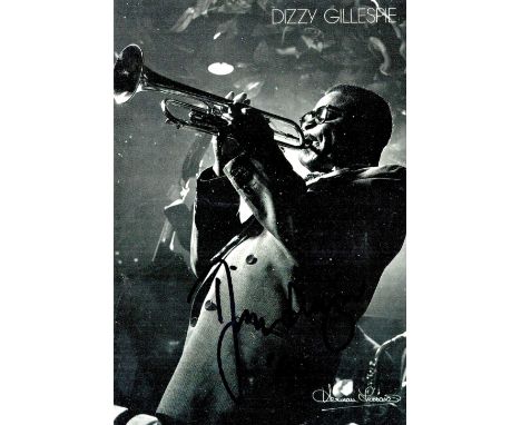 Dizzy Gillespie signed 6x4 black and white promo photo. John Birks Dizzy Gillespie ( October 21, 1917 - January 6, 1993) was 