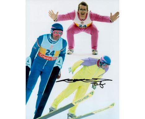 Eddie Edwards signed 10x8 colour montage photo. Michael David Edwards (born 5 December 1963),better known as Eddie the Eagle,