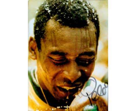 Pele signed 6x4 colour photo. Edson Arantes do Nascimento is a Brazilian former professional footballer who played as a forwa