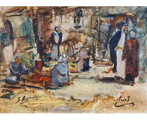 ZVI RAPHAELI (ISRAELI 1924-2005)Be'er Sheva Market Day,1962oil on canvas 61 x 82 cm (24 x 32 1/4 in.) signed lower left [Engl