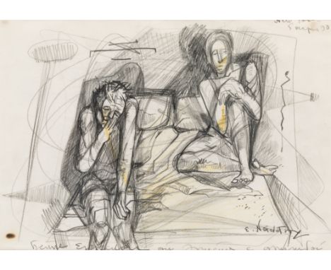 ERNST NEIZVESTNY (RUSSIAN 1925-2016)Scene from the Novel "Tikhiy Don",1990pencil on paper23 x 33 cm (9 x 13 in.)signed lower 