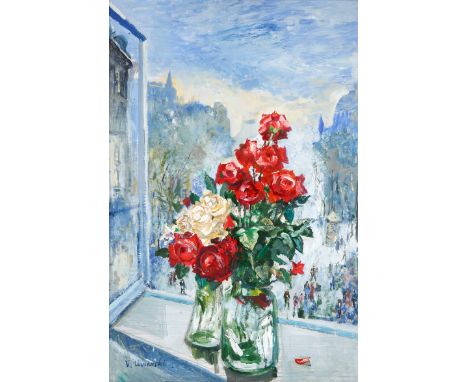 VLADIMIR UMANSKY (RUSSIAN-AMERICAN B. 1948)Roses in Paris,oil on panel98.5 x 66 cm (38 3/4 x 26 in.)signed lower leftCONDITIO