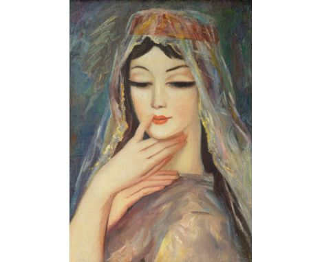 LADO GUDIASHVILI (GEORGIAN 1896-1980)Caucasian Beauty,oil on canvas 50 x 34.5 cm (19 3/4 x 13 5/8 in.)EXPERTISEFor a copy of 