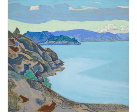 NIKOLAI ROERICH (RUSSIAN 1874-1947)Lake Hympola,1917tempera and pastel on board39.8 x 43.5 cm (15 3/4 x 17 1/4 in)signed with