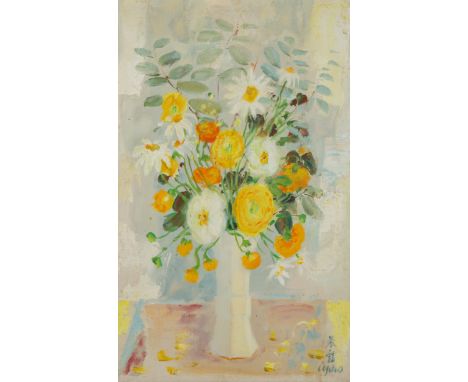 LE PHO (VIETNAMESE-FRENCH 1907-2001)Fleurs,oil on canvas 63 x 39 cm (24 3/4 x 15 3/8 in.)signed lower rightPROVENANCEWally Fi