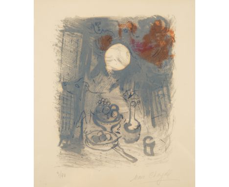 MARC CHAGALL (RUSSIAN 1887-1985)Nature Morte Bleu,circa 1957 lithograph29 x 25.5 cm (11 3/8 x 10 in.)signed lower right and e