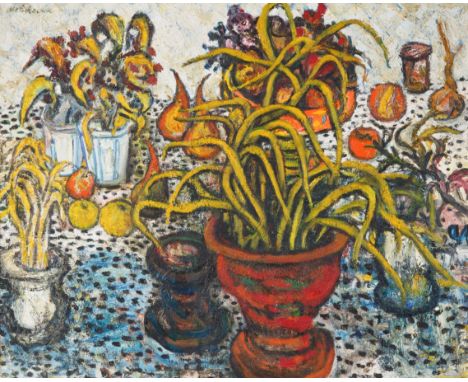 SACHA MOLDOVAN (RUSSIAN 1901-1982)Still Life with House Plant,1962oil on canvas65 x 81 cm (25 5/8 x 31 7/8 in.)signed upper l