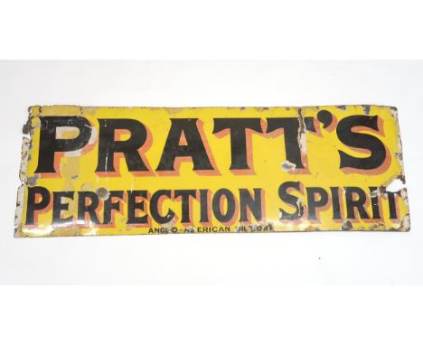 AUTOMOBILIA A Pratt's Perfection Spirit enamel advertising sign, 131cm x 46cm Condition Report:Available upon request