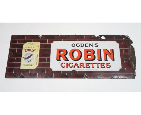 OGDENS ROBIN CIGARETTES&nbsp; Enamel advertising sign 46cm x 128cm Condition Report:Available upon request