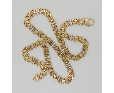 A 9CT FANCY NECK CHAIN made in both yellow and white gold with Sheffield import marks. length 42.5cm, width 0.7cm, weight 49.