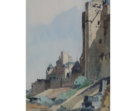 JAMES MCINTOSH PATRICK OBE RSA (SCOTTISH 1907-1998) CARCASONNE Watercolour on paper, signed, inscribed with title and dated 1