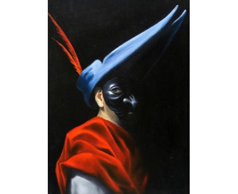 IAN R THOMSON (SCOTTISH CONTEMPORARY)&nbsp; MASKED FIGURE Oil on canvas, signed lower right, 39 x 29cm (15.25 x 11.5") The Re
