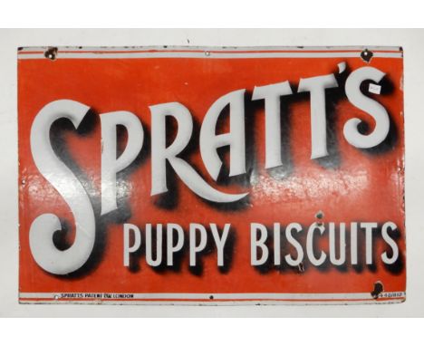 SPRATT'S PUPPY BISCUITS Enamel advertising sign, 75cm x 50cm Condition Report:Available upon request