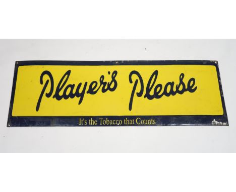 PLAYER'S PLEASE IT'S THE TOBACO THAT COUNTS Enamel advertising sign 90cm x 31cm Condition Report:Available upon request