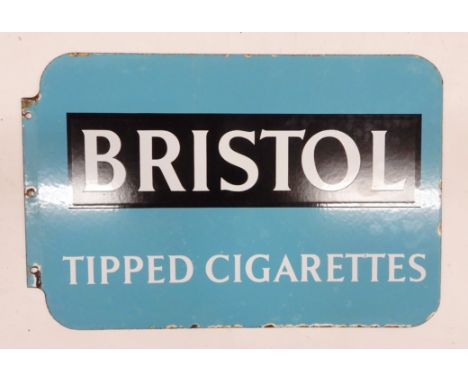 BRISTOL TIPPED CIGARETTES Double-sided enamel advertising sign, "Golden Virginia, Rolls Neater, Smokes Sweeter" verso, 45cm x