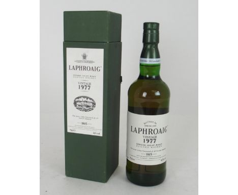 LAPHROAIG VINTAGE 1977  SINGLE MALT WHISKY bottled in spring 1995 Condition Report:This is an old bottle and the closure may 