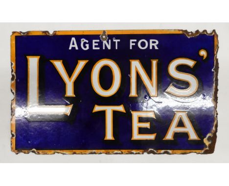 LYON'S TEA Enamel advertising sign, 38cm x 23cm Condition Report:Available upon request