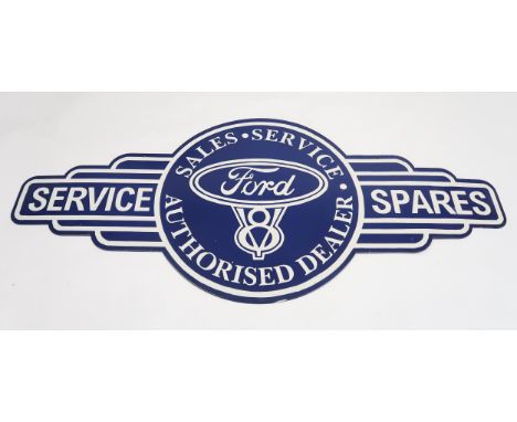 AUTOMOBILIA FORD V8, Sales, Service, Spares, Authorised Dealer enamel advertising sign 407cm x 47cm Condition Report:Availabl