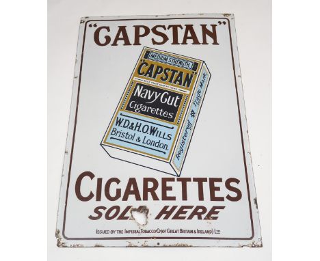CAPSTAN CIGARETTES SOLD HERE Navy Cut Medium Strength enamel advertising sign 91cm x 61cm Condition Report:Available upon req