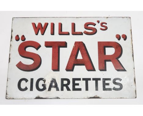 WILL'S STAR CIGARETTES&nbsp; Enamel advertising sing, double sided 45cm x 30.5cm Condition Report:Available upon request