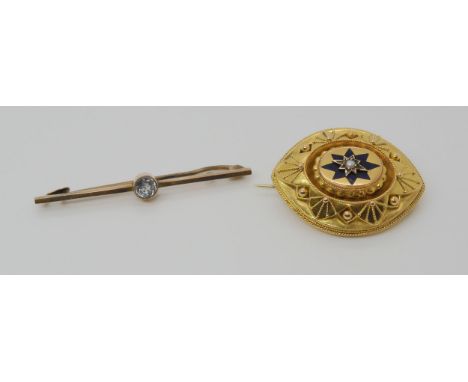 TWO JEWELS a bright yellow metal locket back balloon brooch with enamel and granulation detail, dimensions 3.5cm x 2.5cm, wit
