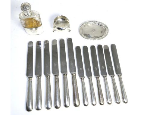 A set of six silver handled table knives and six dessert knives, William Hutton & Son, Sheffield, various dates; a Victorian 