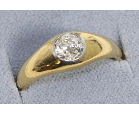 A solitaire diamond ring, an old cut diamond inset to a tapering shank, estimated diamond weight 0.60 carat approximately, fi