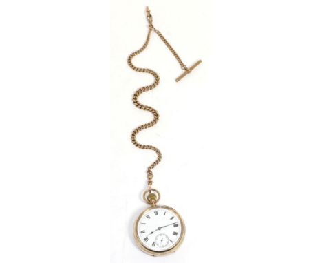 A 9ct gold open faced pocket watch, signed Octava Watch Co, Switzerland, 1918, lever movement signed, enamel dial with Roman 