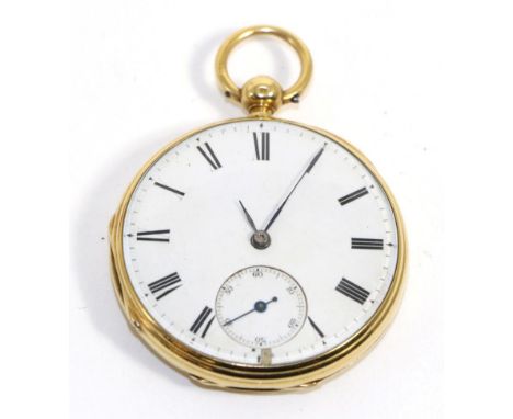 An 18ct gold open faced pocket watch, signed Thos Penlington, Liverpool, no. 12066, 1868, lever movement signed and numbered,