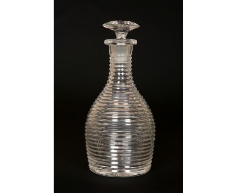 A GOOD REGENCY RING CUT MAGNUM DECANTER, probably Newcastle. 30cm
