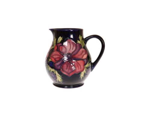 A MOORCROFT "ANEMONE" JUG, with cobalt blue ground, first quality, painted and impressed marks, 14.5cm; and A MOORCROFT SPECI