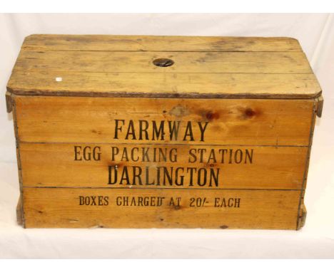 A VINTAGE FARMWAY EGG PACKING CRATE. 69cm wide