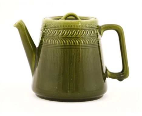 A Linthorpe Pottery teapot, with an incised band, impressed 'Linthorpe 798', 13.5cm high