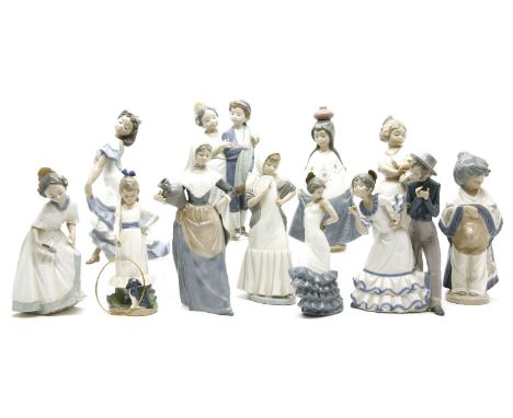 A collection of seven various Nao figurines, the tallest 28cm