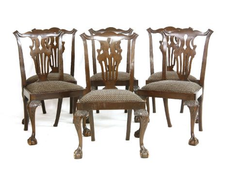A set of six mahogany Chippendale style dining chairs