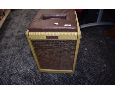 A Fender box stool, in yellow tweed