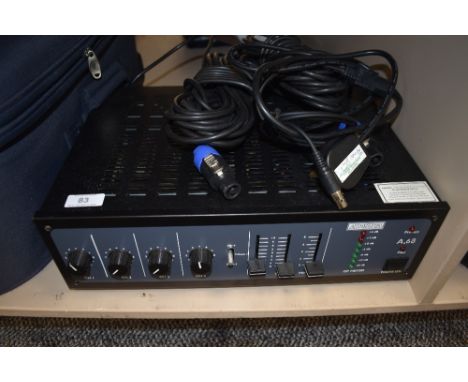 An Adastra A68 PA amplifier and associated speakon leads