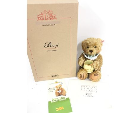 A Boxed Steiff Cherished Teddies Benji Bear. With Certificate.