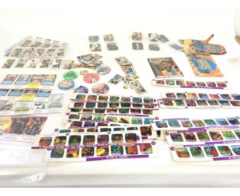 A collection of Dr Who pieces including Chad Valley picture slides for Give A Show..weetabix stand up card figures..badges an