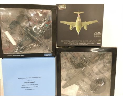 4 z boxed model Aircraft including Corgi. Forces of Valour and War Master. Some Wheels have Bern Glued in.