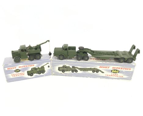 A Boxed Dinky Recovery Tractor #661 and a Tank Transporter #660.